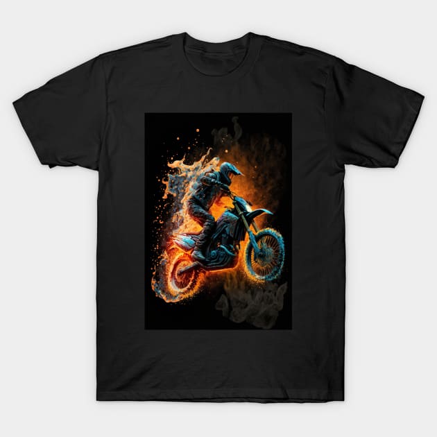 Dirt Bike With Flames T-Shirt by KoolArtDistrict